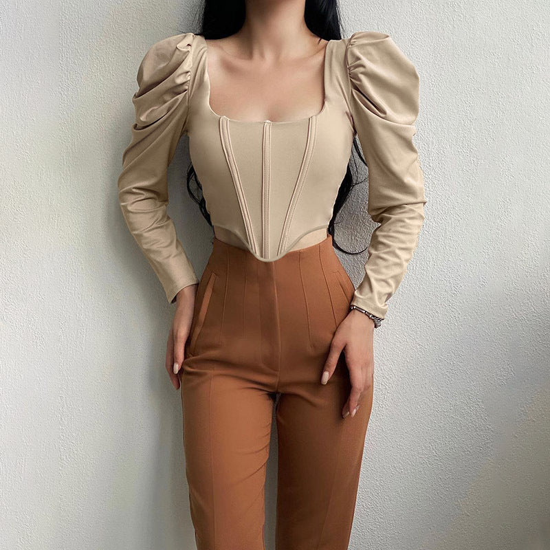 Meqeiss Women's Gray Corset Summer Streetwear Top