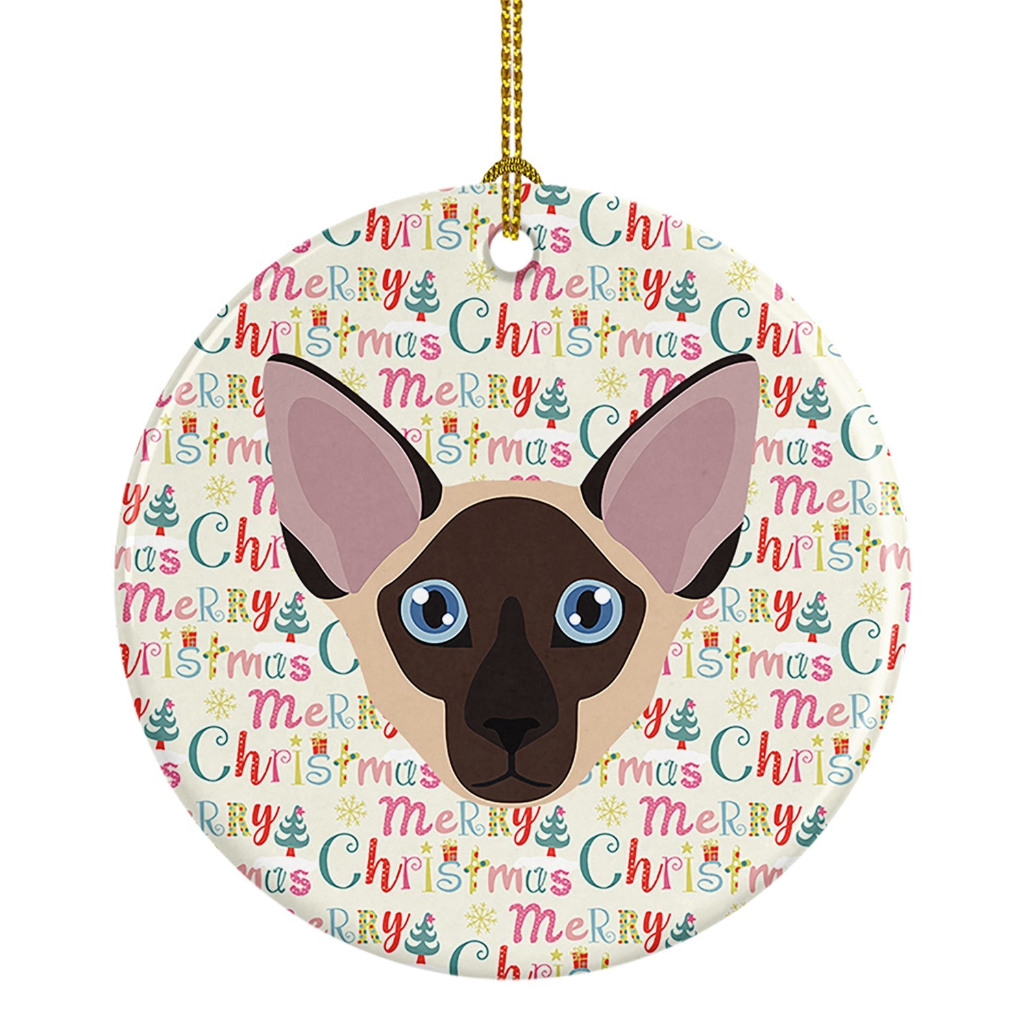 Colorpoint Shorthair Cat Christmas Ceramic Ornament