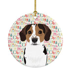 Beagle Tricolor Ticked Christmas Ceramic Ornament