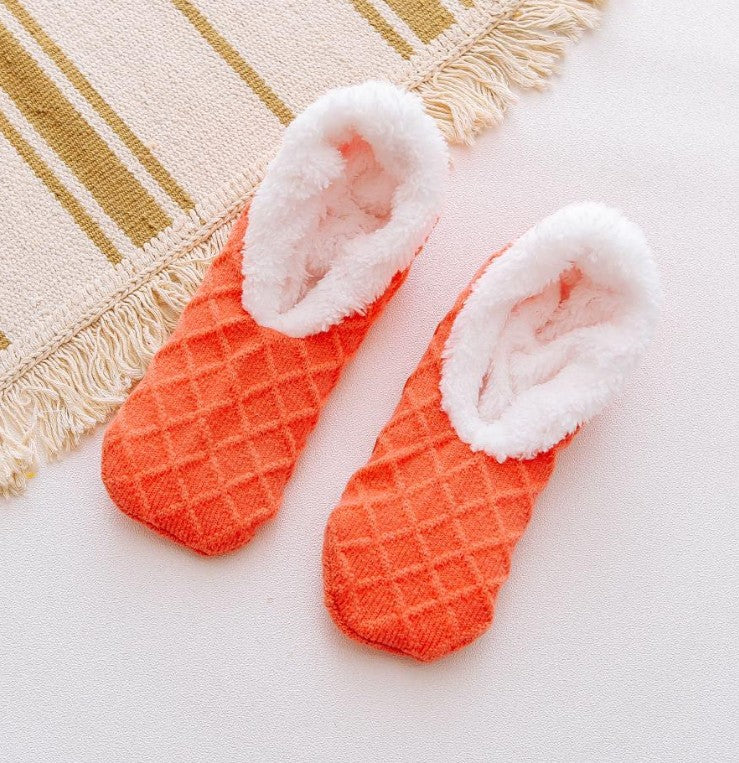 Solid Color Lamb Fleece Floor Socks for Fall & Winter