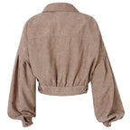 2024 Women's Corduroy Short Jacket with Lantern Sleeves