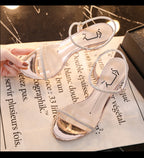 French Transparent High Heel Thong Sandals