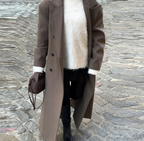 Wool Blend Suit Collar Long Coat
