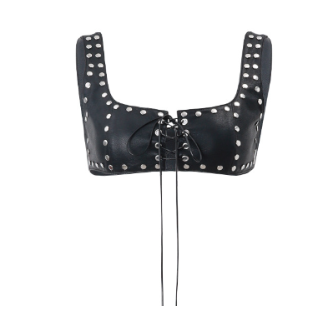 Top Camisole with Leather Studs and Low Neckline (One Piece)