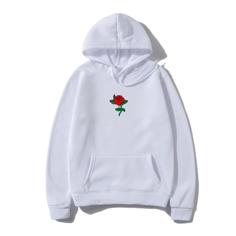 Rose Print Hooded Sweatshirt for Men and Women | Streetwear