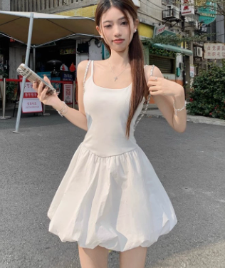 Emilene Off White Modern Corset Short Dress (One Piece)