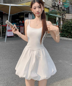 Emilene Off White Modern Corset Short Dress (One Piece)
