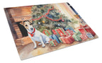 Jack Russell Terrier Cozy Christmas Glass Cutting Board