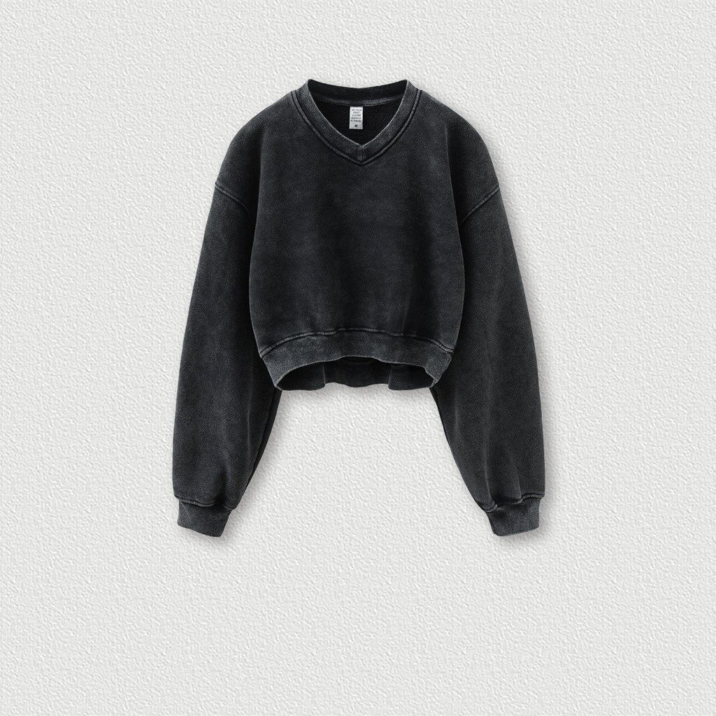 Vintage Wash Fleece V-neck Hoodie | Streetwear