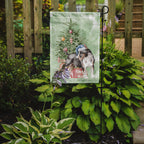 Bull Terrier Tricolor Christmas Presents and Tree Garden Flag