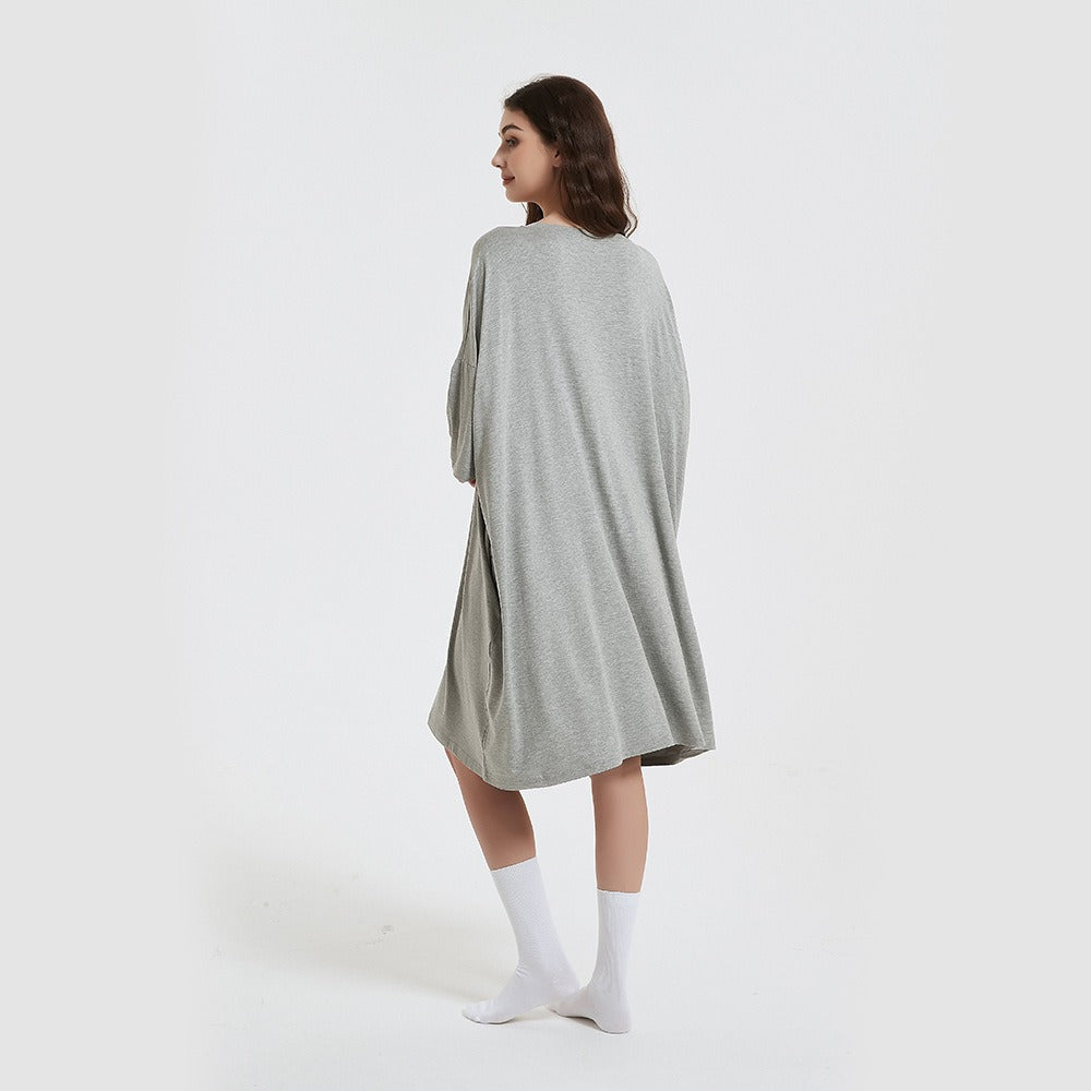 Short Sleeve Printed Cotton Nightgown for Women