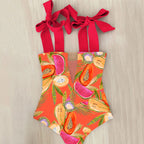 High Waist Mesh Stitching Swimsuit with Tube Top Straps