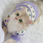 Retro Purple Flower Sweater for Cats and Dogs