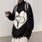 Heart Band-Aid Jacquard Knit Sweater for Couples