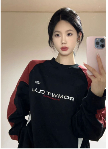 American Letter Embroidered Hip Hop Sweater Top