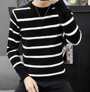 Striped Men's Sweater in Chenille (One Piece)