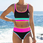 High-waisted Contrast Two-piece Bikini