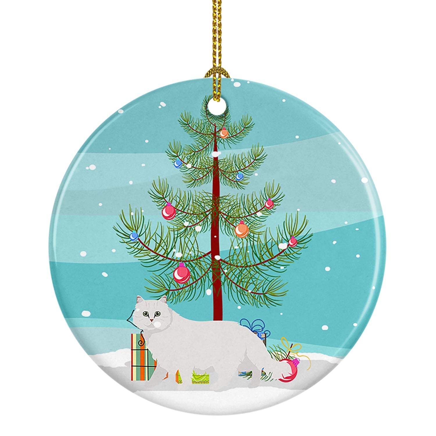 Chinchilla Persian Longhair Cat Christmas Ceramic Ornament