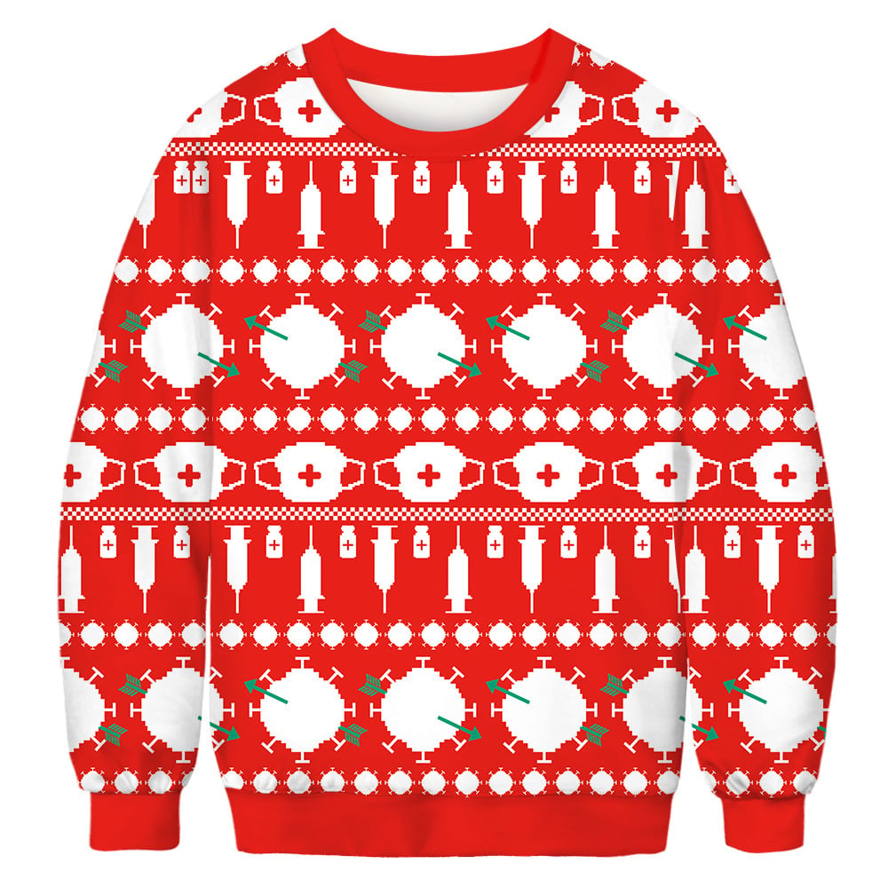 Digital Printing Women's Casual Round Neck Sweater