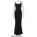 Solid Color Sleeveless Sling Long Dress