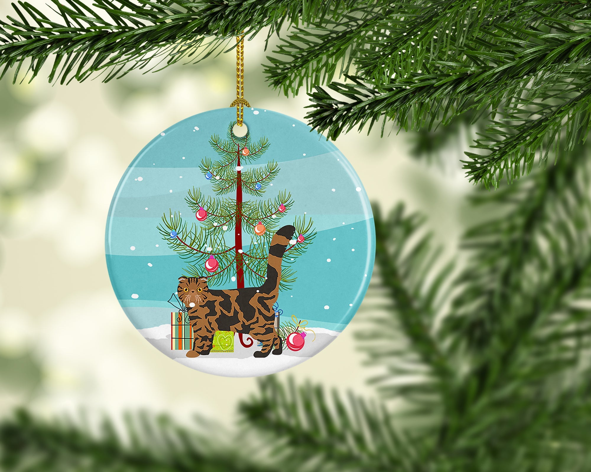 Foldex Exotic Fold Cat Christmas Ceramic Ornament