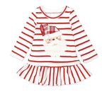 Girls' Long Sleeve Snowman Striped Dress for Christmas
