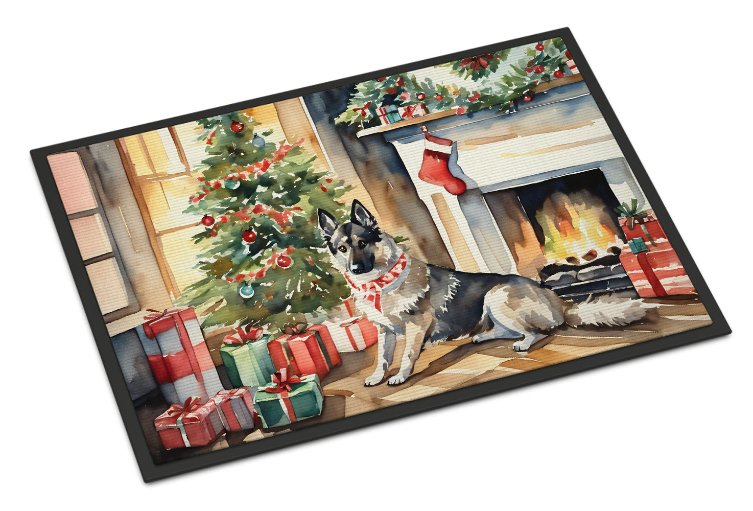 Norwegian Elkhound Cozy Christmas Doormat