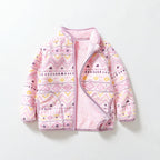 Cute Girls Geometric Striped Velvet Jacket