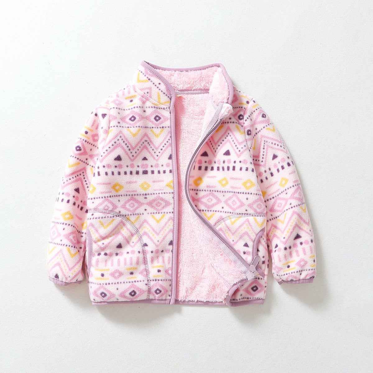 Cute Girls Geometric Striped Velvet Jacket