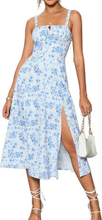 Corset Slit Lace-Up Midi Dress