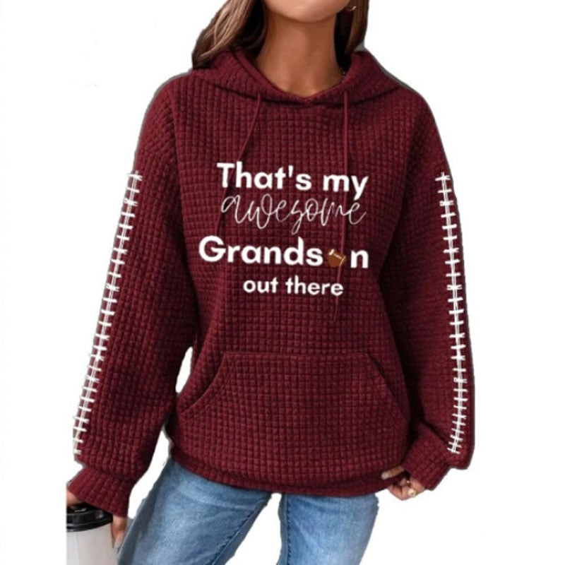 Women's Long-sleeved Hooded Waffle Sweater