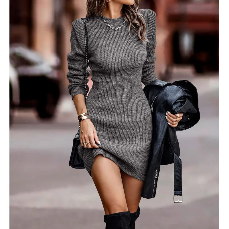 Solid Color Round Neck Sweater