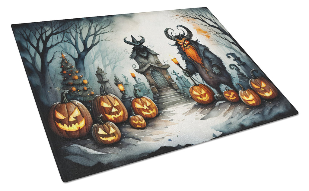 Krampus The Christmas Demon Spooky Halloween Glass Cutting Board