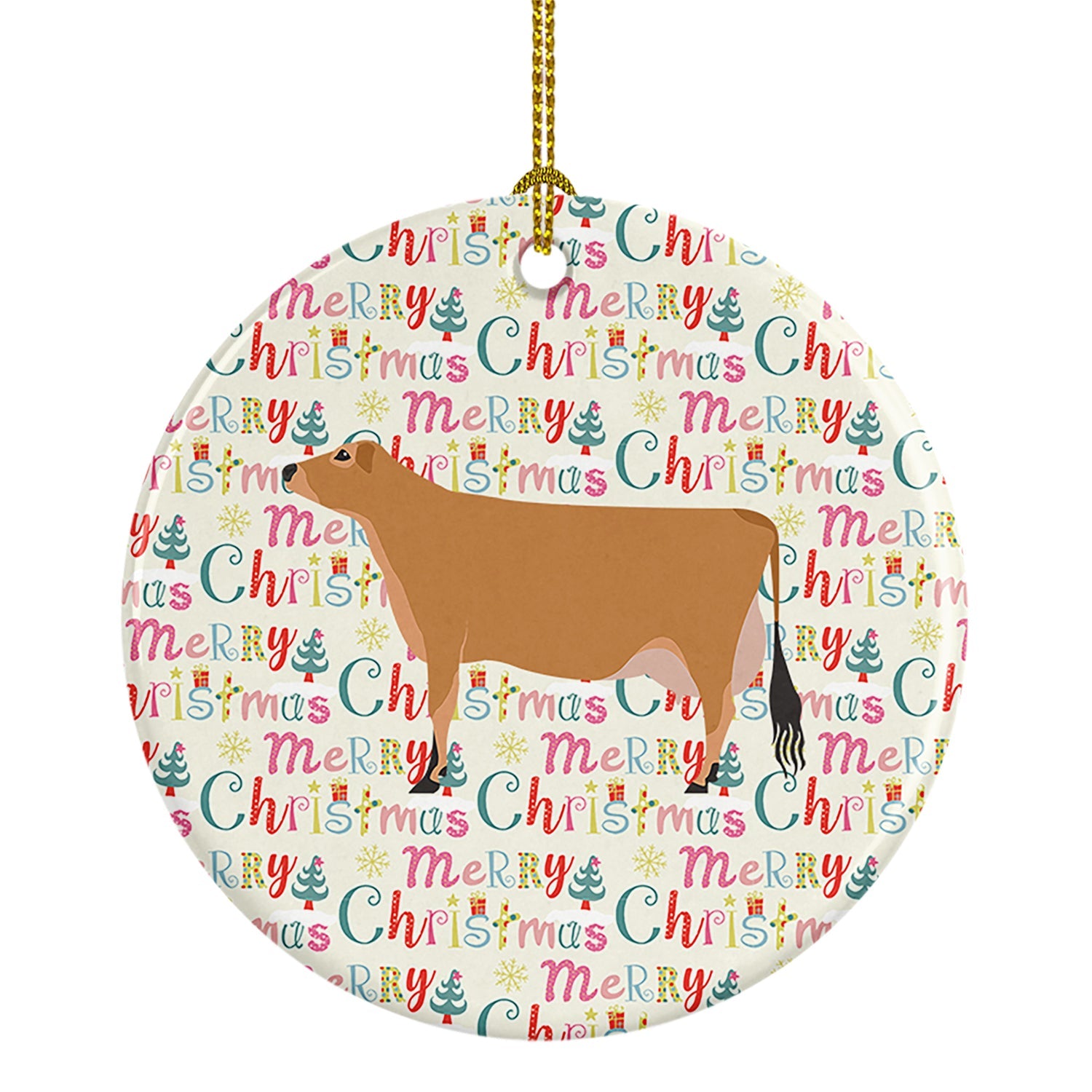 Jersey Cow Christmas Ceramic Ornament