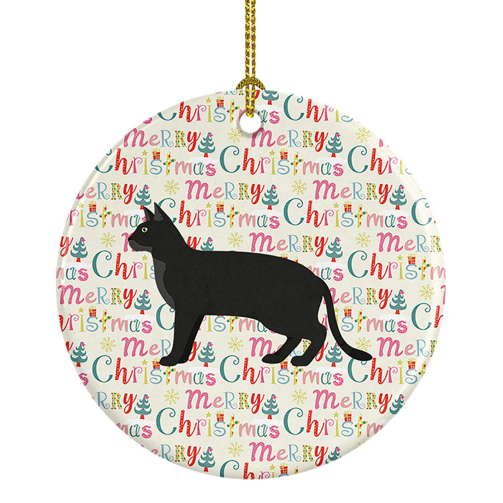 Chausie Black Cat Christmas Ceramic Ornament