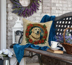 Great Pyrenees Christmas Flowers Throw Pillow