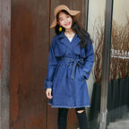Women's Long-Sleeved Denim Windbreaker Jacket & Skirt