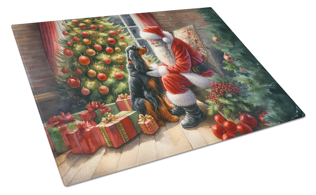 Gordon Setter and Santa Claus Glass Cutting Board