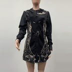 Casual Loose Long Sleeve Hooded Jacket (Printed)