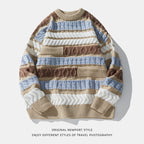 Color Contrast Patchwork Brocade Sweater for Couples
