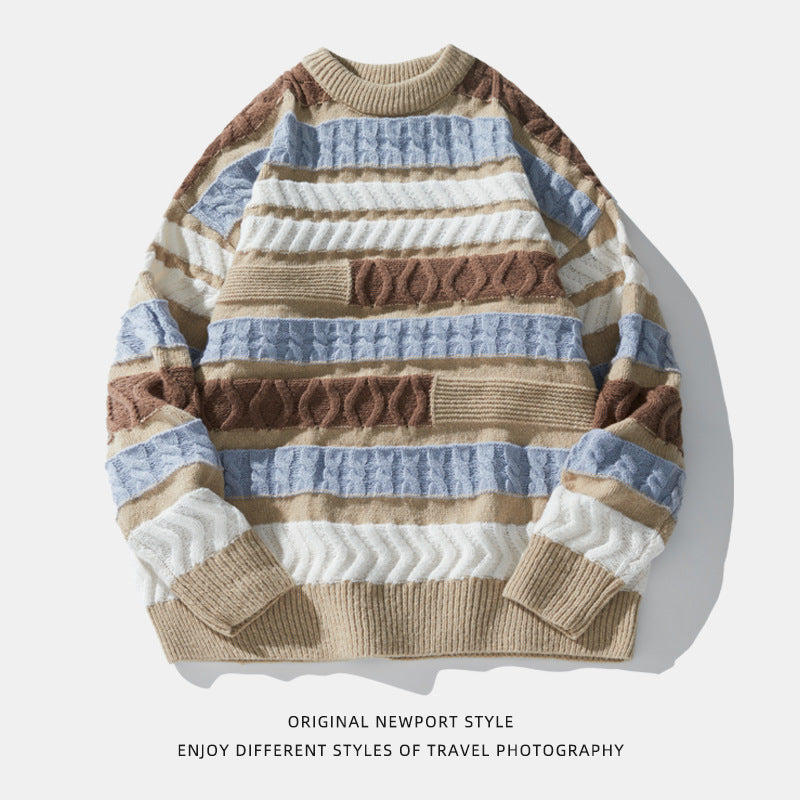 Color Contrast Patchwork Brocade Sweater for Couples