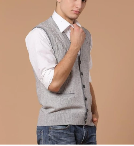 Men's Casual Jacquard Wool Cardigan Vest