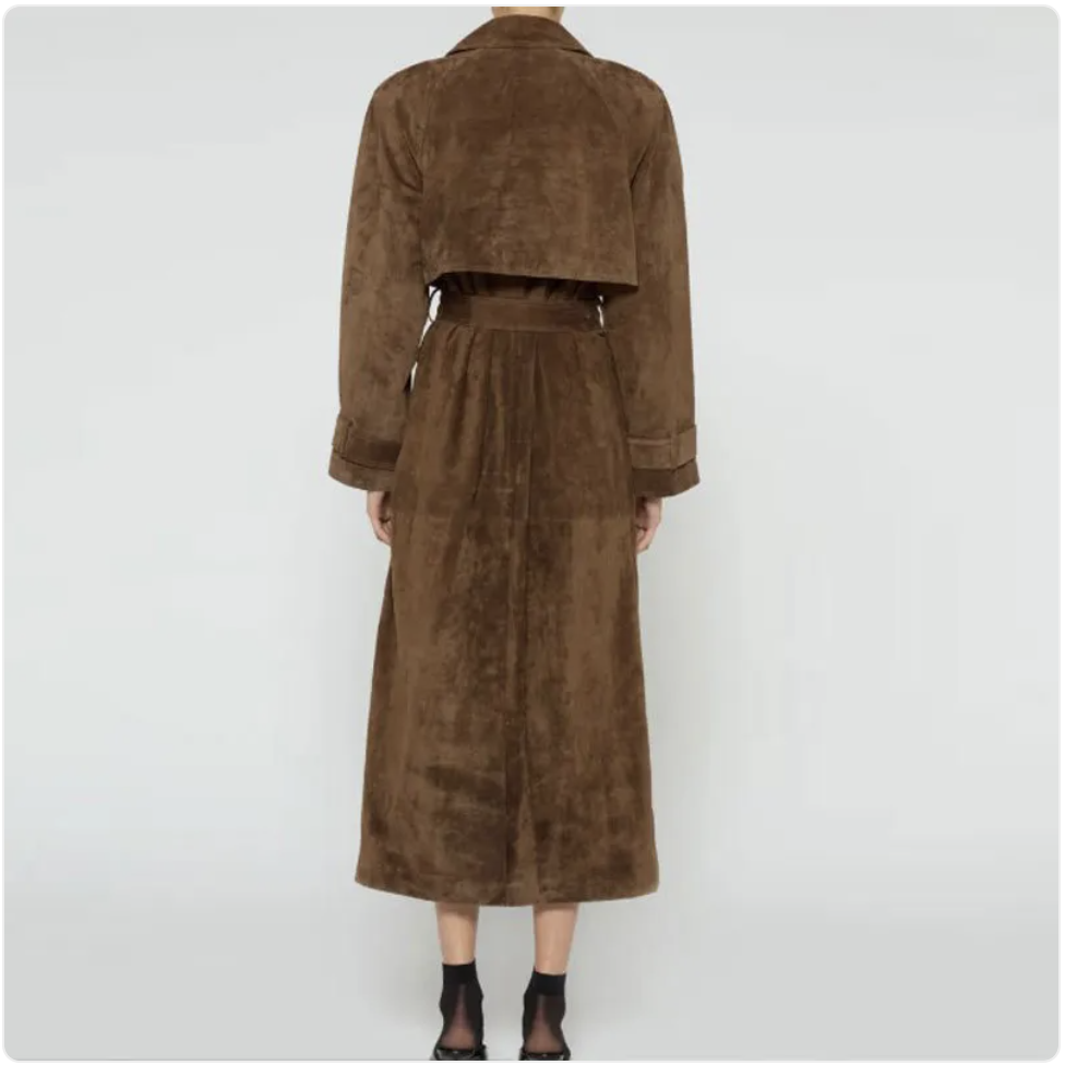 Women's Double-Breasted Polo Collar Trench Coat for Fall & Winter