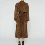Women's Double-Breasted Polo Collar Trench Coat for Fall & Winter