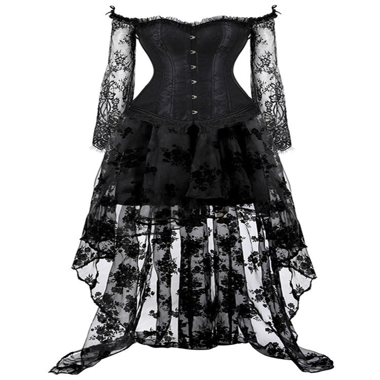 Gothic Lace Bodysuit and Dress Set for Ball Gowns