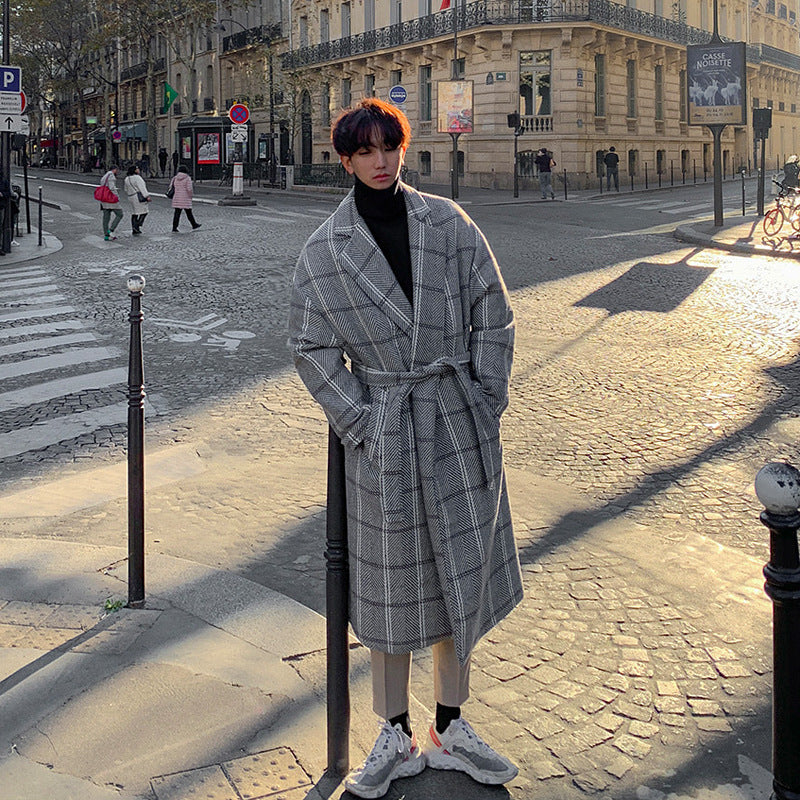 Long Woolen Windbreaker for Student Couples