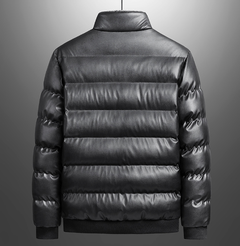 THE KONF Men's Jacket with Lining - Loose Thick PU Leather