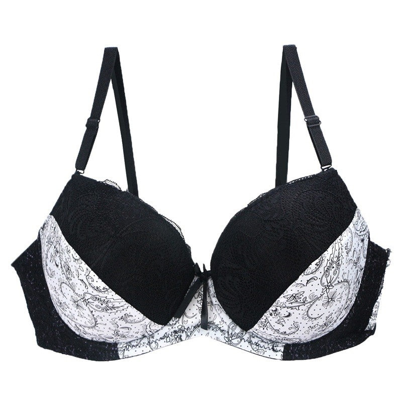 Lace and Print Plus Size Women's Bra and Lingerie