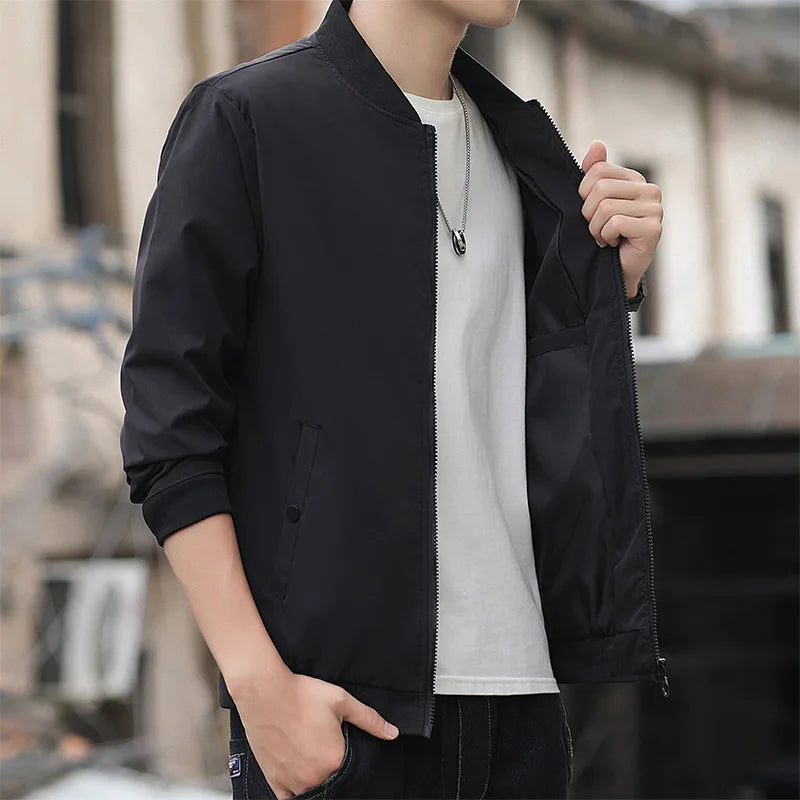 BROWON Men's Solid Color Bomber Jacket Casual Wear