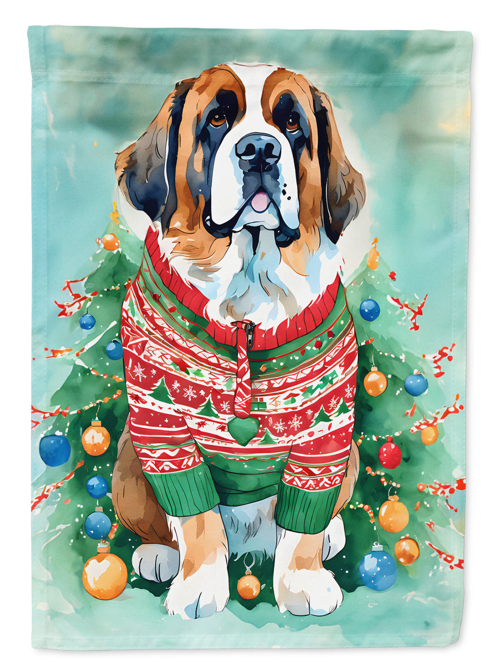 Saint Bernard Christmas House Flag